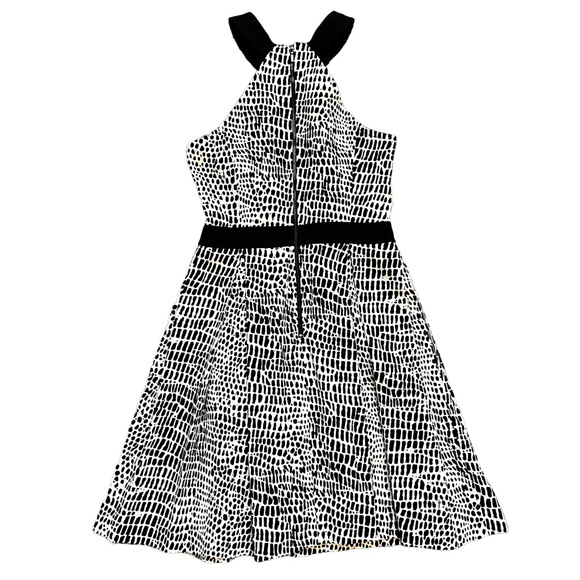 Trina Turk Cotton Fit & Flare Zola Halter Black & White Mini Dress, Size 2 - Picture 3 of 5